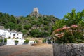 Plaza de Lepanto Square and Zahara de la Sierra Castle Tower - Zahara de la Sierra, Andalusia, Spain Royalty Free Stock Photo