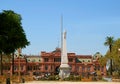 Plaza de Mayo with the May Pyramid Monument and Casa Rosada Presidential Palace During the Renovation on April 2018, Buenos Aires Royalty Free Stock Photo