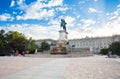 Plaza de Oriente with tourists on a spring day in Madrid