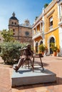 Plaza de San Pedro Claver, colonial buildings located in Cartagena de Indias, in Colombia Royalty Free Stock Photo