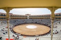 Plaza de Toros de Las Ventas interior view with tourists gathering for the bull show in Madrid Royalty Free Stock Photo