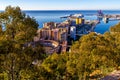Plaza de Toros and harbor in Malaga Royalty Free Stock Photo