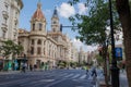 Plaza del Ayuntamiento in Valencia, City Hall Building and Square, Spain Royalty Free Stock Photo