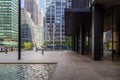 Plaza and entry of the Seagram Building on Park Avenue in New York City. Royalty Free Stock Photo