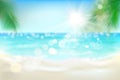 View of a tropical beach. Vector Illustration. Royalty Free Stock Photo