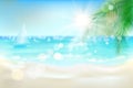 View of the sunny beach. Vector Illustration. Royalty Free Stock Photo