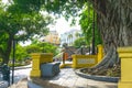 The Plaza Eugenio Maria de Hostos in old San Juan. Colonial architecture in San Juan, Puerto Rico Royalty Free Stock Photo