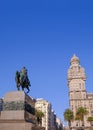 Plaza Independencia Square with monument of General Artigas and the Palacio Salvo in background, Montevideo, Uruguay Royalty Free Stock Photo