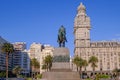 Plaza Independencia Square with monument of General Artigas and the Palacio Salvo in background, Montevideo, Uruguay Royalty Free Stock Photo