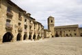 Plaza Mayor, in Ainsa, Huesca, Spain in Pyrenees Mountains, an old walled town with hilltop views of Cinca and Ara Rivers Royalty Free Stock Photo