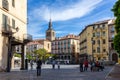 Plaza Mayor cityscape, town square in Segovia, Spain.