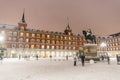 Plaza Mayor in Madrid on a cold winter night