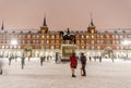 Plaza Mayor in Madrid on a cold winter night