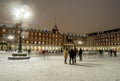 Plaza Mayor in Madrid on a cold winter night