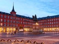 plaza mayor in Madrid at dusk or dawn Felipe III Statue Royalty Free Stock Photo