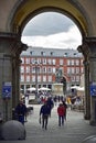 The Plaza Mayor in Madrid, one of the most famous squares of the Spanish Capital Royalty Free Stock Photo