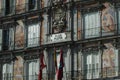 A closeup photo of a main building in the Plaza Mayor in Madrid, Spain Royalty Free Stock Photo