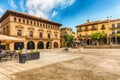 Plaza Mayor, main square in Poble Espanyol, Barcelona, Catalonia