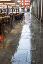 Plaza Mayor on a rainy day in Madrid