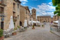 Plaza Mayor in Spanish village Ainsa Royalty Free Stock Photo