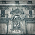 Plaza Mayor street sign in Madrid - monochrome Royalty Free Stock Photo