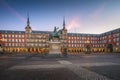 Plaza Mayor at sunrise with King Philip III (Felipe III) statue - Madrid, Spain Royalty Free Stock Photo