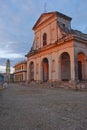 Sunset twilight dusk colonial landmark Church Holy Trinity, Iglesia Parroquial de la SantÃÂ­sima Trinidad, Plaza Mayor Square, Cuba Royalty Free Stock Photo