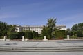 Plaza Oriente Square Garden front Royal Palace Building from Madrid City. Spain Royalty Free Stock Photo