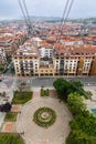 Plaza Puente and Las Arenas in Getxo, Biscay, Spain from the height of the Vizcaya Bridge Royalty Free Stock Photo