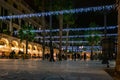 Plaza Real Royal place at night in Barcelona, Catalonia, Spain