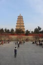 Plaza on the side of Xi`an Big Wild Goose Pagoda Royalty Free Stock Photo