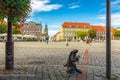 Plaza view in the city center and Cathedral Basilica of the Assumption of Blessed Virgin Mary and St. Adalbert: Gniezno / Poland