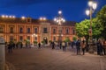 Plaza Virgen de Los Reyes Square at night and Archdiocese of Seville - Seville, Andalusia, Spain Royalty Free Stock Photo