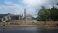 Plaza in Yauco Puerto Rico with church and trees