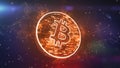 Plazma Bitcoin in Violet Meshwork with Nebulas Royalty Free Stock Photo