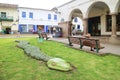 Plazoleta Espinar Square in Cuzco with Amazing Garden Represented a Snake, One of Three Sacred Creatures of the Inca Trilogy, Peru Royalty Free Stock Photo