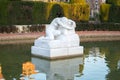 PlaÃÂ§a de Joan Fiveller park in the Ciutadella Park with the central fountain in Barcelona, Spain