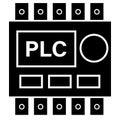 PLC icon. PLC circuit board panel sign. Electrical mechanical smart switch component symbol. flat style