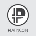 PLC - Platincoin. The Icon of Crypto Coins or Market Emblem.