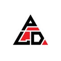 PLD triangle letter logo design with triangle shape. PLD triangle logo design monogram. PLD triangle vector logo template with red Royalty Free Stock Photo