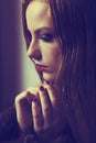Plea. Confession. Sad Woman Praying. Grace. Sorrow and Hope Royalty Free Stock Photo