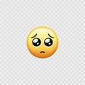 Pleading emoji face with big eyes. Isolated. Big eyes emoji. Vector