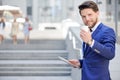 Pleasant businessman drinking coffee Royalty Free Stock Photo