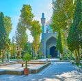 The pleasant garden of Chaharbagh madraseh, Isfahan, Iran