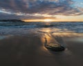 Pleasant morning with gentle surf on the beach