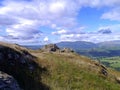 Pleasant scene with view on typical English hill Royalty Free Stock Photo