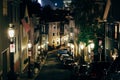 Pleasant Street at night, in Bunker Hill, Charlestown, Boston, M