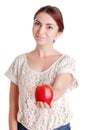 Pleasant young girl apple Royalty Free Stock Photo