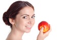 Pleasant young girl apple Royalty Free Stock Photo