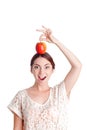 Pleasant young girl apple Royalty Free Stock Photo